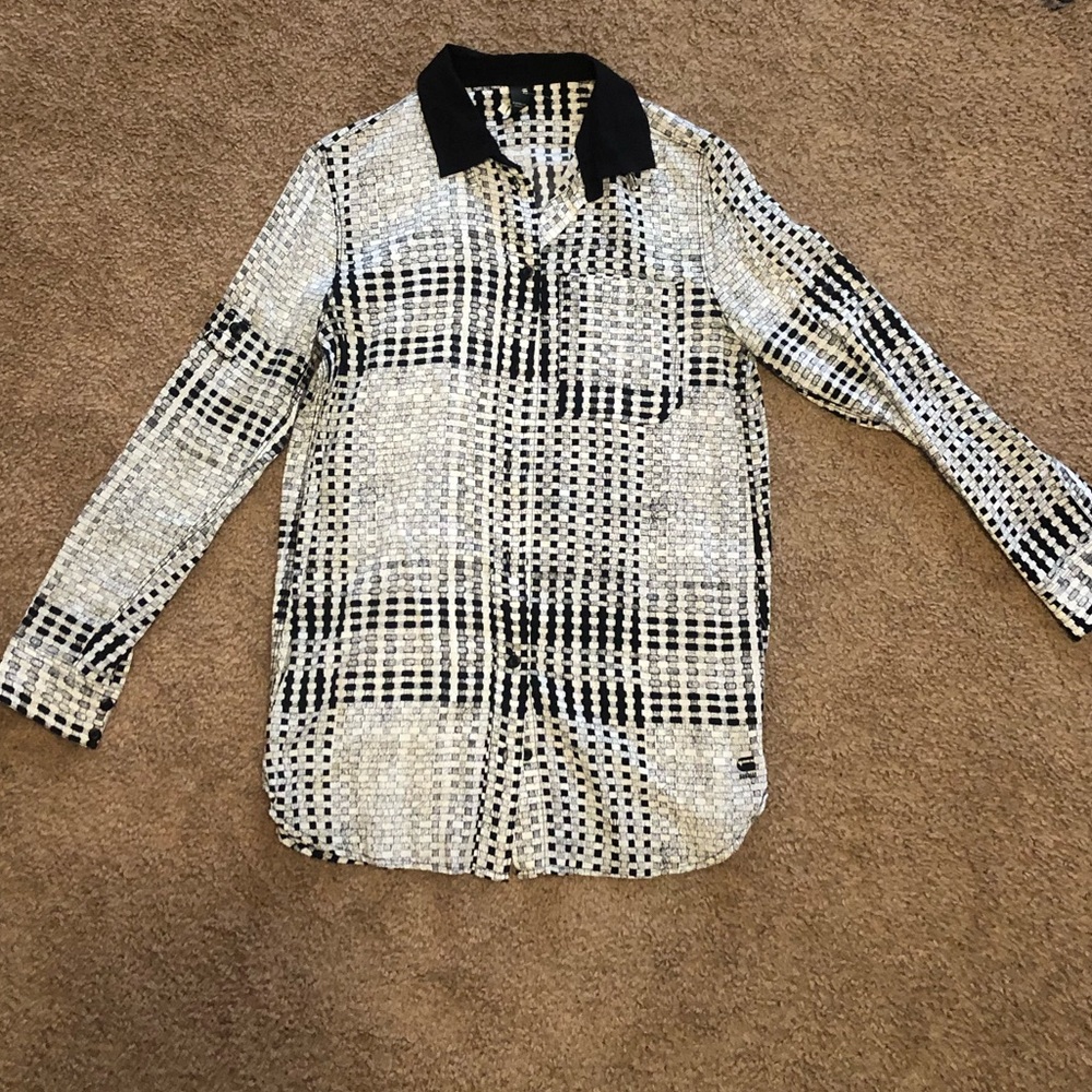 G-Star Raw Black and White Boyfriend Button-Up